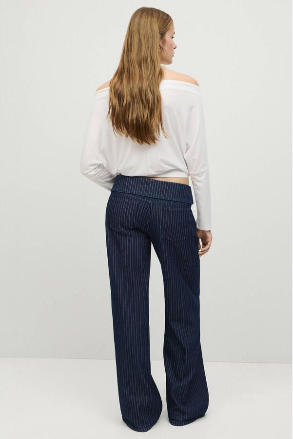 MANGO TEEN wide leg jeans met krijtstreep donkerblauw - Foto 2