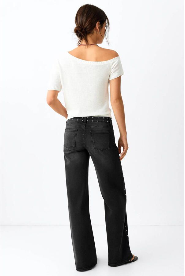 MANGO TEEN wide leg jeans met studs zwart - Foto 3