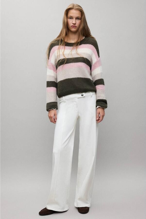 MANGO TEEN wide leg jeans naturel wit