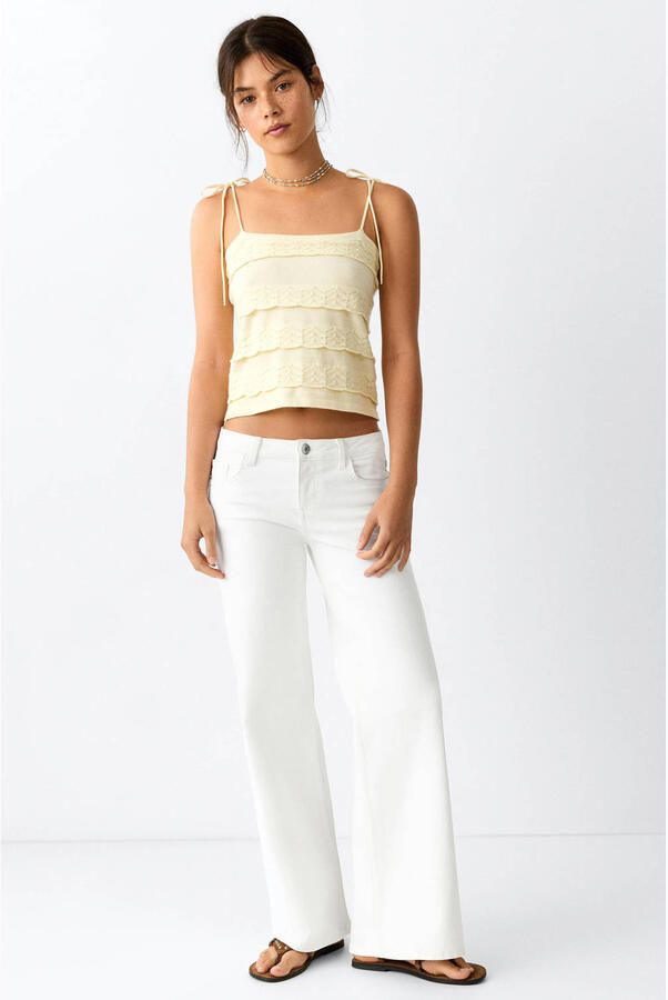 MANGO TEEN wide leg jeans wit