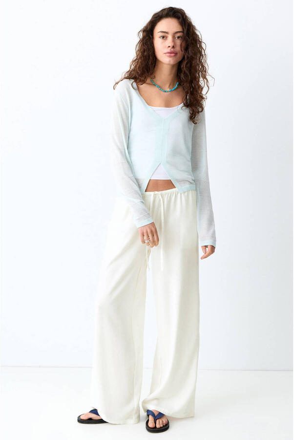 MANGO TEEN wide leg regular waist casual broek wit