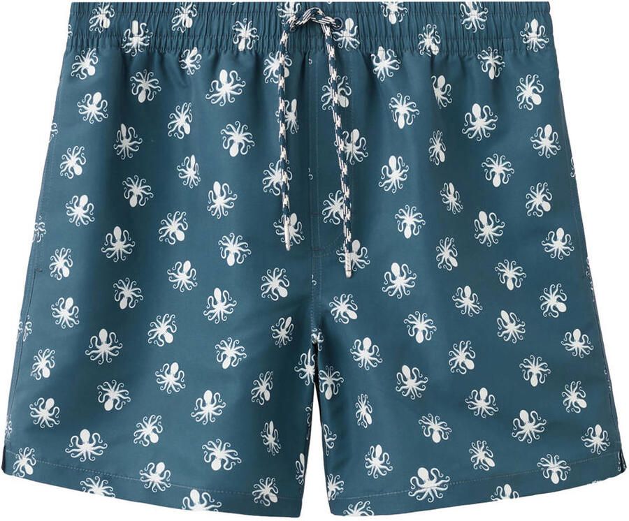 MANGO TEEN zwemshort all over print blauw wit