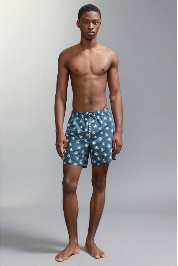 MANGO TEEN zwemshort all over print blauw wit - Foto 2