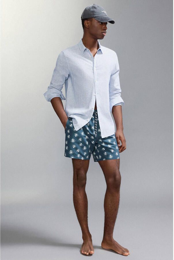 MANGO TEEN zwemshort all over print blauw wit - Foto 3