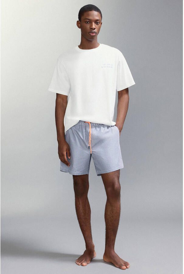 MANGO TEEN zwemshort gestreept blauw wit - Foto 3
