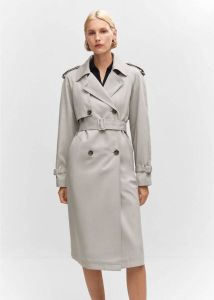 Mango trenchcoat tussen Fluid met ceintuur lichtgrijs