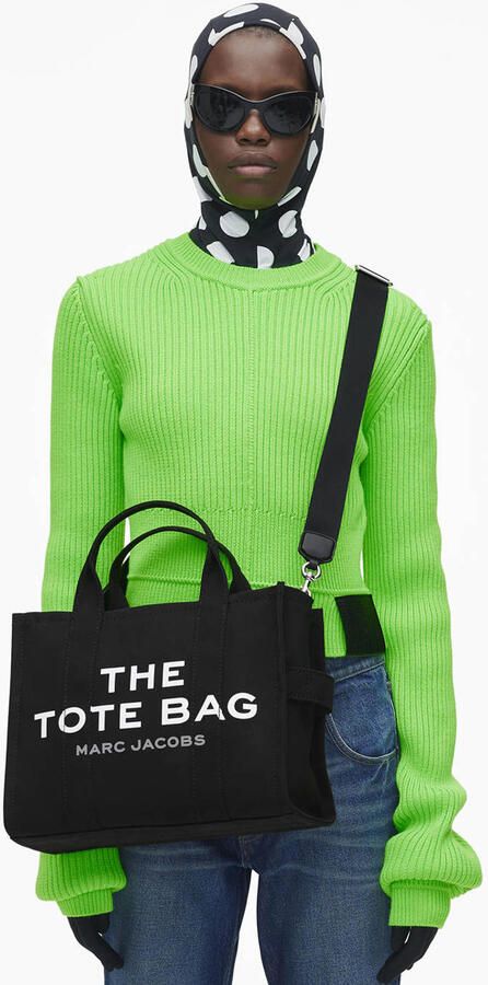 Marc Jacobs Middelgrote Zwarte Katoenen Tote Tas met Verstelbare Band Black Dames
