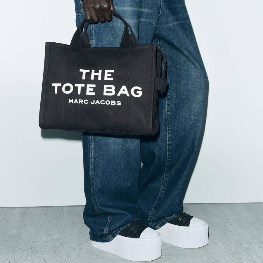 Marc Jacobs Middelgrote Zwarte Katoenen Tote Tas met Verstelbare Band Black Dames - Foto 2
