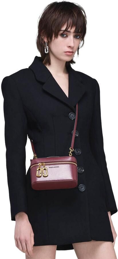 Marc Jacobs leren crossbody tas The E W Vanity Bag donkerrood