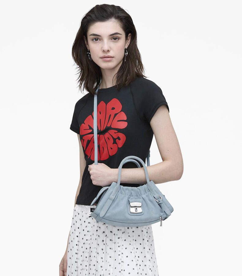 Marc Jacobs leren crossbody tas The Small Satchel blauw