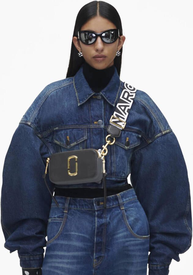 Marc Jacobs Snapshot Camera Tas. Zwart Leer Zilveren Hardware Black Dames