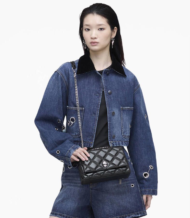 Marc Jacobs leren schoudertas The Slim Dual Chain zwart