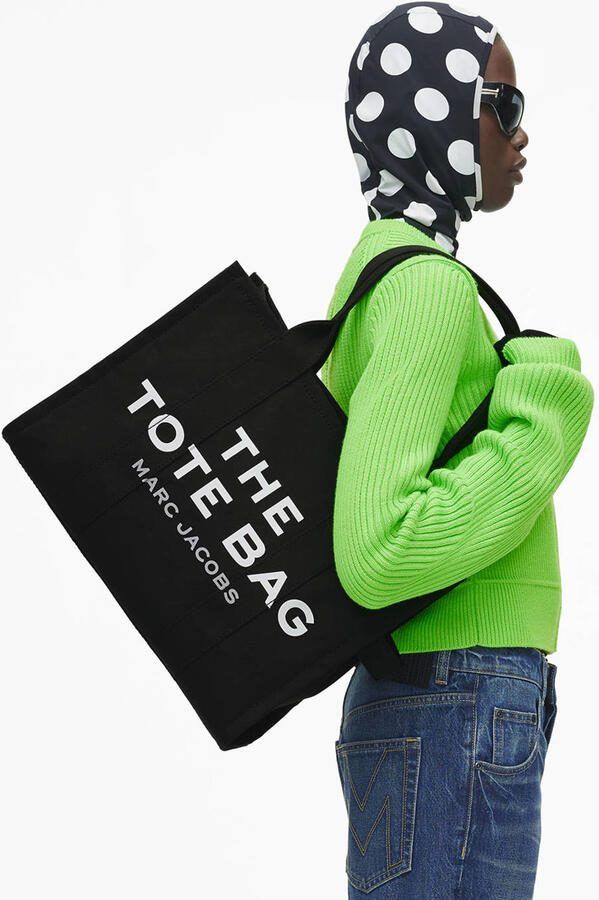 Marc Jacobs Shoppers & Totes Structured Cotton Tote With Modern Text Design in blauw - Foto 2