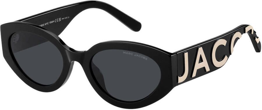 Marc Jacobs Zwart Witte Zonnebril met Grijze Antireflex Lenzen Black Unisex