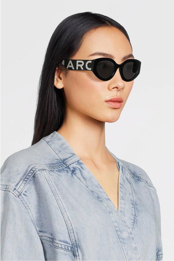 Marc Jacobs Zwart Witte Zonnebril met Grijze Antireflex Lenzen Black Unisex - Foto 2