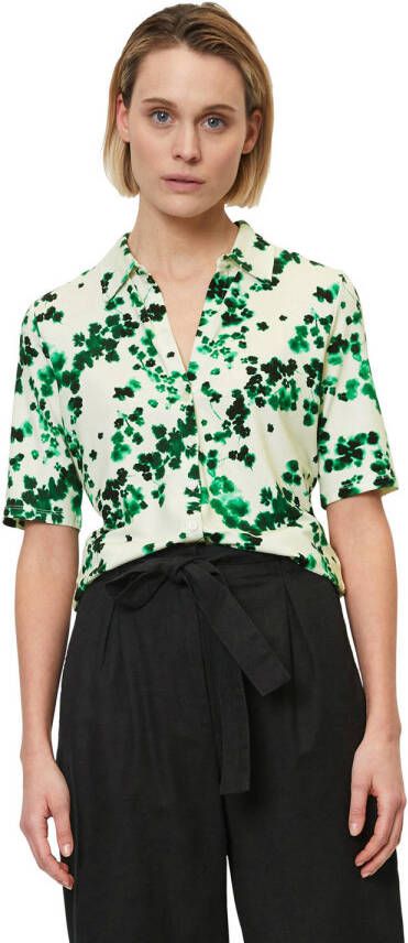 Marc O'Polo blouse met all over print groen wit