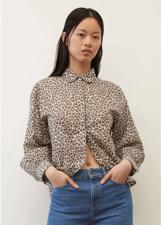 Marc O'Polo All-over print blouse straight fit Bruin Dames