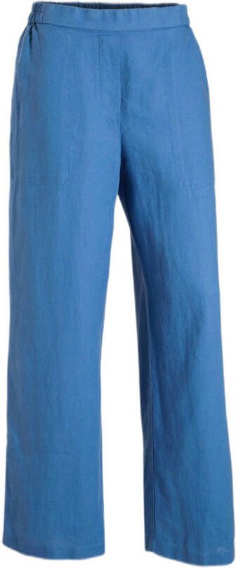 Marc O'Polo linnen wide leg pantalon blauw