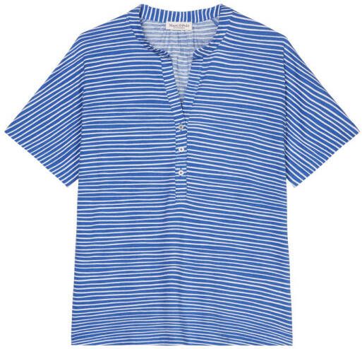 Marc O'Polo top met all over print blauw wit