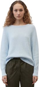 Marc O'Polo Slightly cropped crewneck knitted jumper Blauw