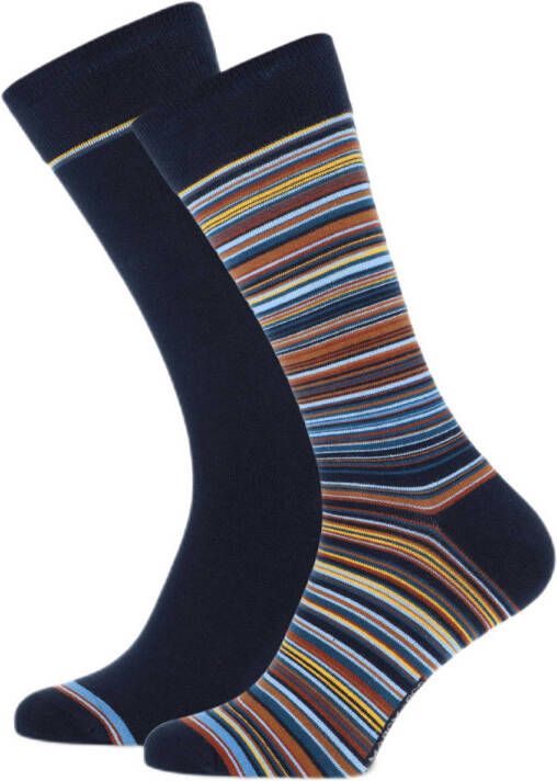 Marcmarcs gestreepte sokken Conor set van 2 donkerblauw multi