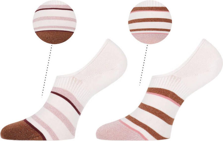 Marcmarcs no-show sneakersokken Bo ecru roze (set van 2)