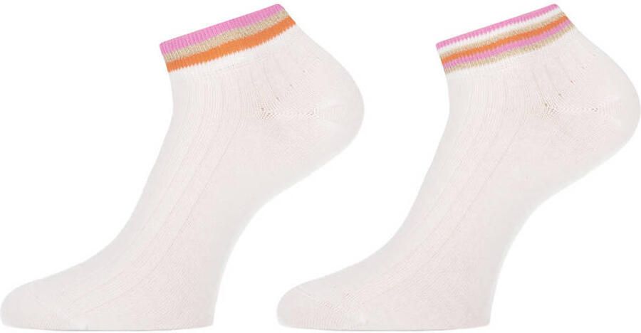 Marcmarcs sneakersokken Felice set van 2 wit oranje