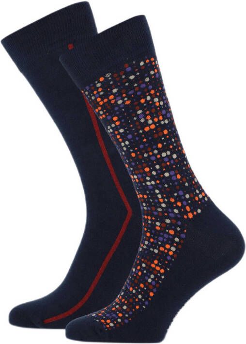 Marcmarcs sokken Jim met print set van 2 donkerblauw
