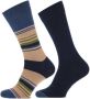 Marcmarcs sokken Jozef met strepen set van 2 donkerblauw beige - Thumbnail 1