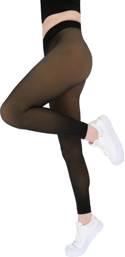 Marianne voetloze fleece panty zwart nude
