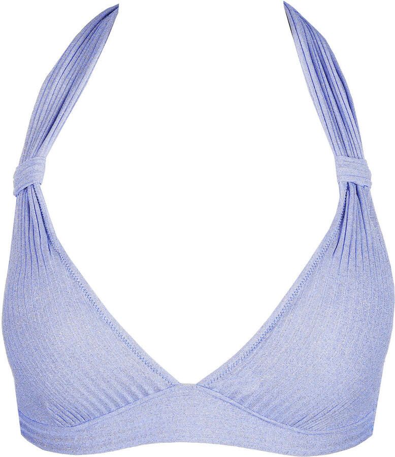 Marie Jo voorgevormde triangel bikinitop Tinjis met lurex lichtblauw
