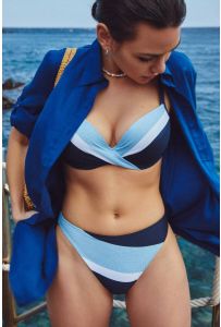 Marie Jo niet-voorgevormde beugel bikinitop Sitges donkerblauw lichtblauw wit