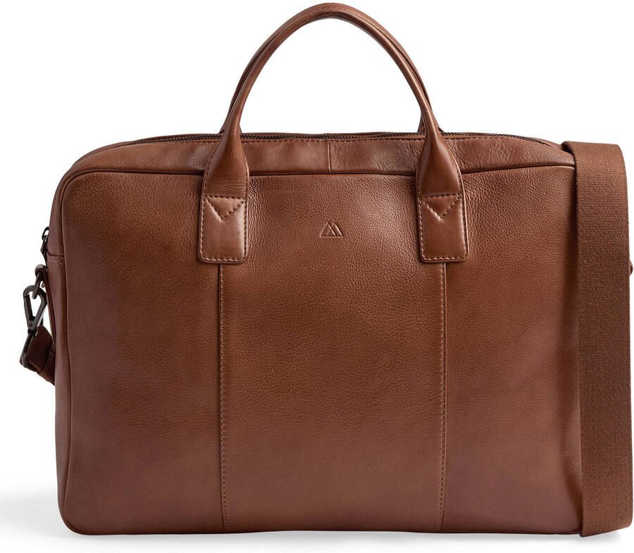 Markberg 15 inch leren laptoptas AxelMBG cognac