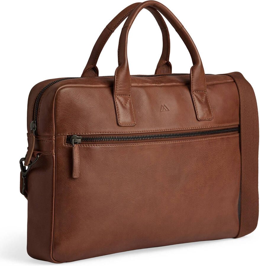 Markberg 15 inch leren laptoptas KnoxMBG cognac - Foto 3