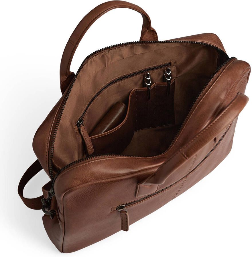 Markberg 15 inch leren laptoptas KnoxMBG cognac - Foto 2