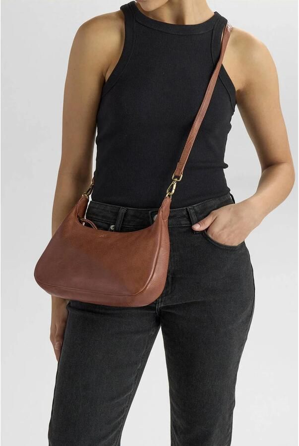 Markberg leren schoudertas Hayden cognac