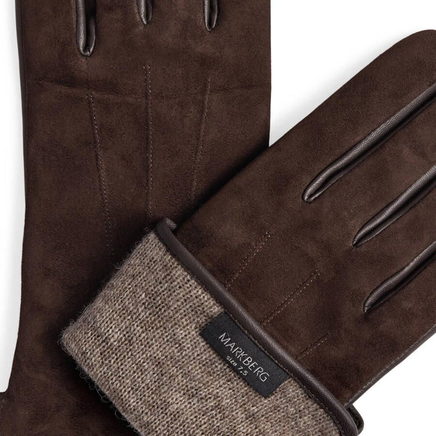 Markberg suede handschoenen Carianna donkerbruin - Foto 2