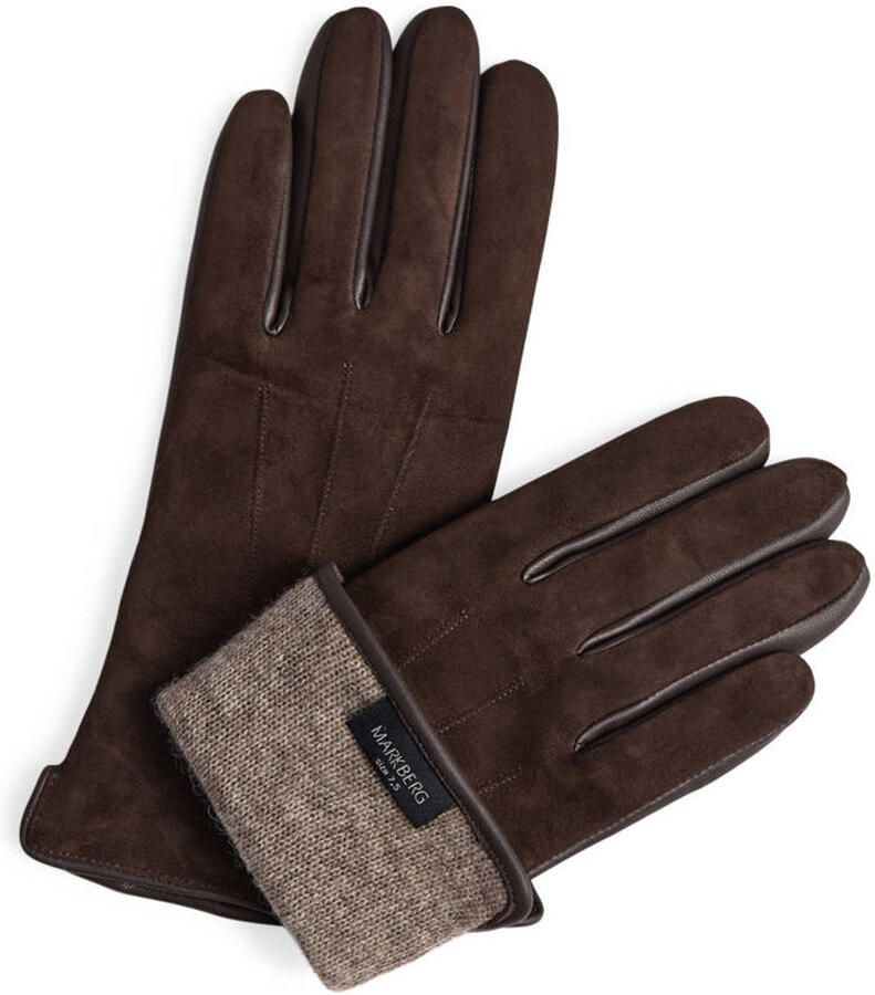 Markberg suede handschoenen Carianna donkerbruin - Foto 3