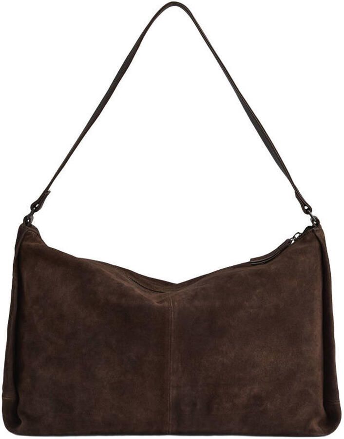 Markberg suede schoudertas Claudia donkerbruin