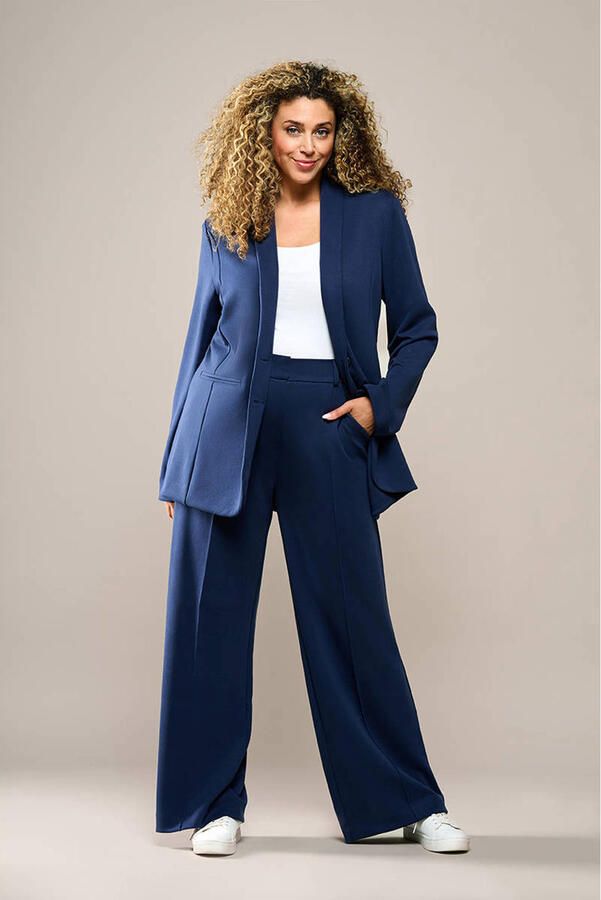 Mart Visser straight high waist pantalon donkerblauw - Foto 1