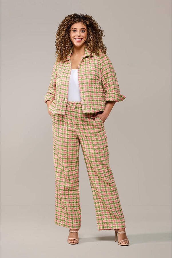 Mart Visser straight high waist pantalon roze met lurex - Foto 1