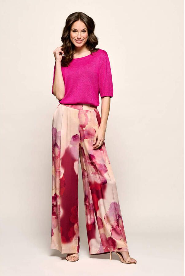 Mart Visser wide leg high waist gebloemde broek roze