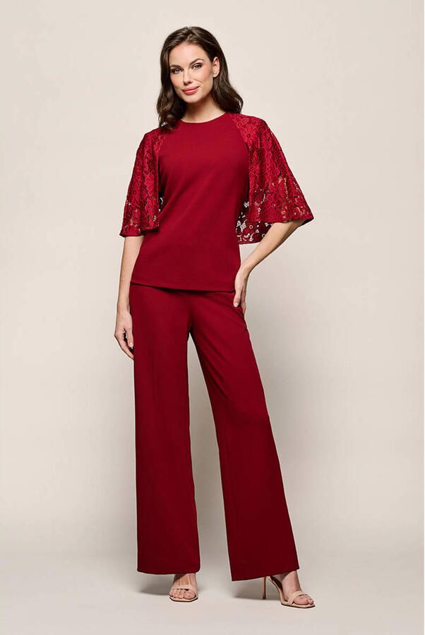 Mart Visser wide leg high waist pantalon donkerrood