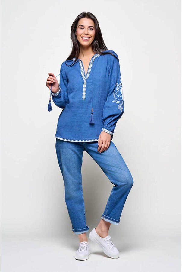 Mart Visser X Caroline Tensen blouse met borduursels blauw