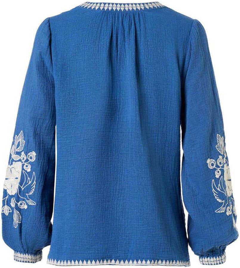 Mart Visser X Caroline Tensen blouse met borduursels blauw - Foto 2
