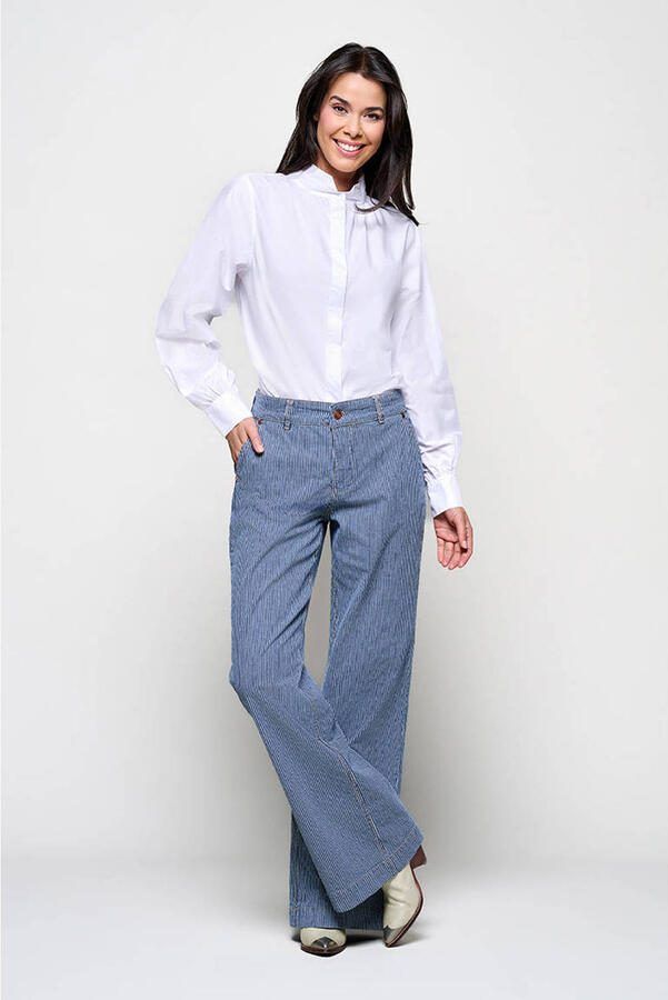 Mart Visser X Caroline Tensen Charlotte straight leg jeans met krijtstreep blauw