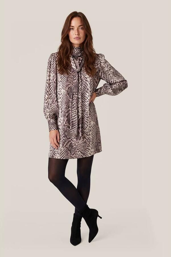 Mart Visser X Caroline Tensen midi blousejurk met dierenprint beige