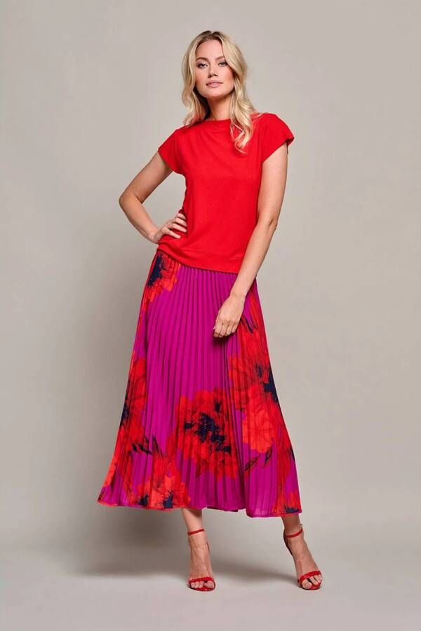 Mart Visser rok Nori met all over print fuchsia rood