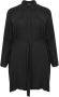 Mat Fashion jurk met ceintuur zwart - Thumbnail 1