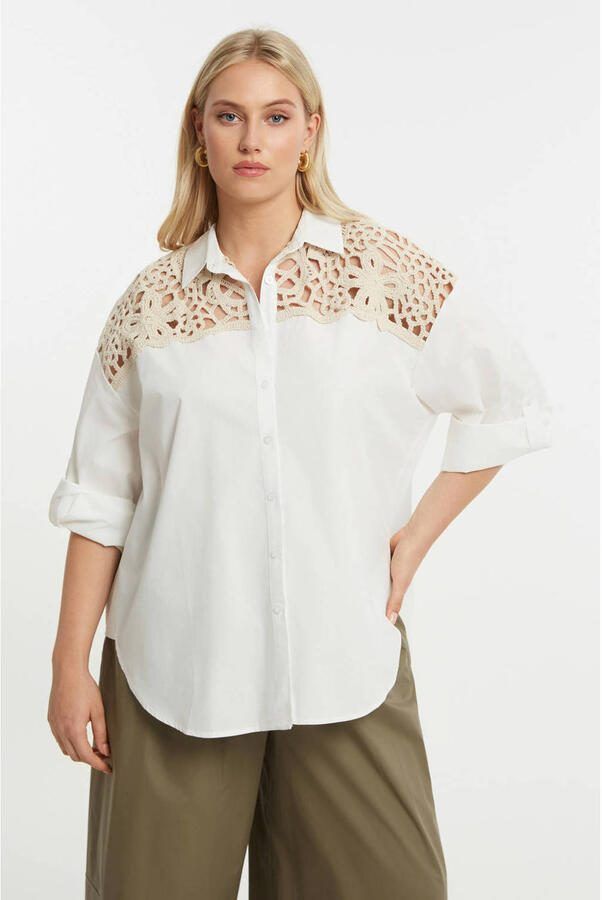 Mat Fashion blouse wit gehaakt